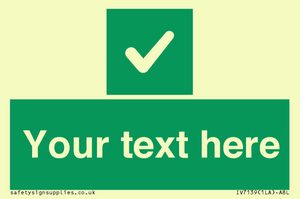 Custom green background, green square with tick sign